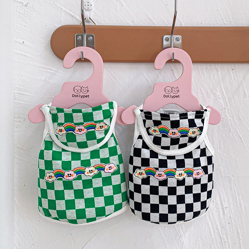 KFX-5243709 Stylish Plaid Vest for Pets in Green and White or Black and White Patterns