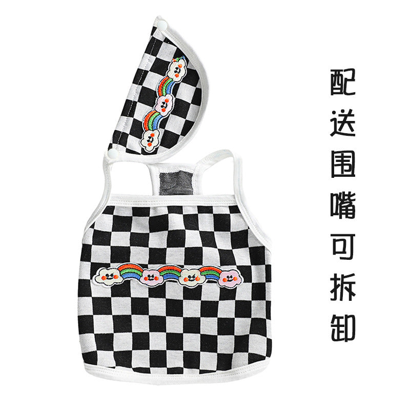 KFX-5243709 Stylish Plaid Vest for Pets in Green and White or Black and White Patterns