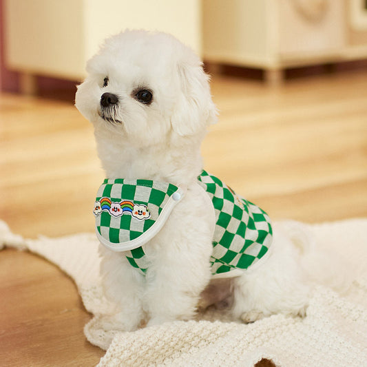 KFX-5243709 Stylish Plaid Vest for Pets in Green and White or Black and White Patterns