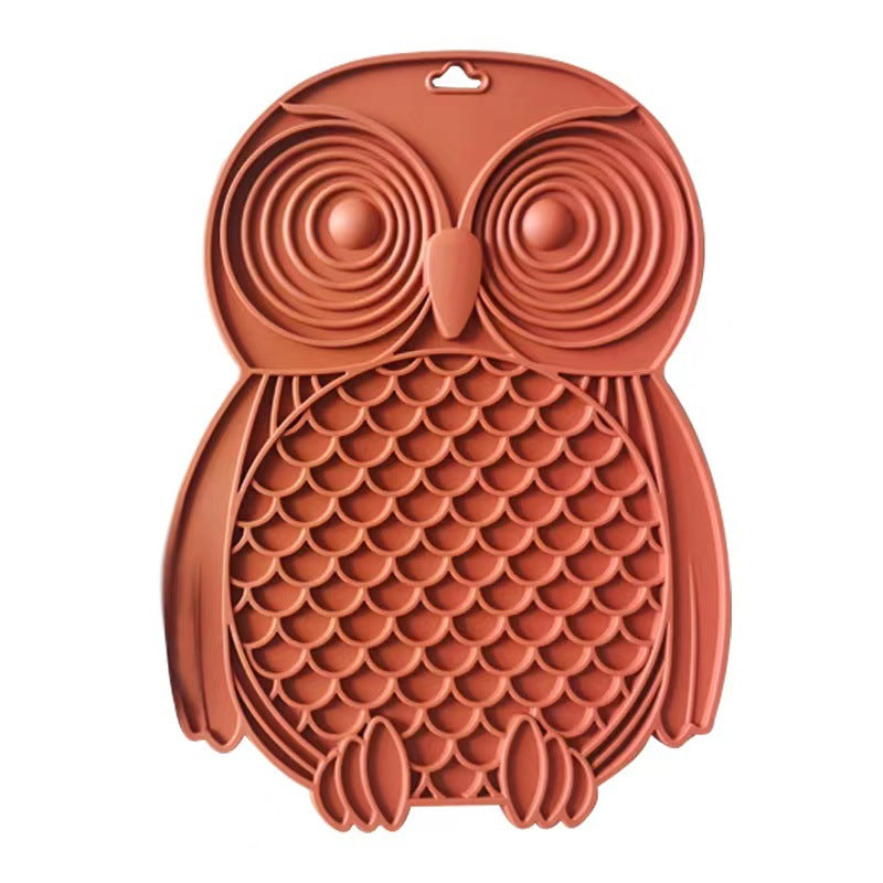KFX-5244093 Pet Silicone Licking Mat for Dogs - Owl Design, 27x20cm, Multiple Colors Available