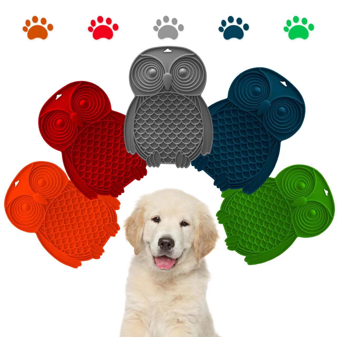 KFX-5244093 Pet Silicone Licking Mat for Dogs - Owl Design, 27x20cm, Multiple Colors Available