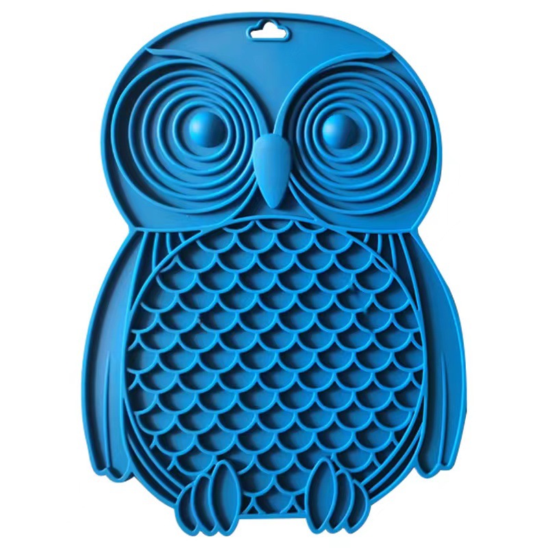KFX-5244093 Pet Silicone Licking Mat for Dogs - Owl Design, 27x20cm, Multiple Colors Available