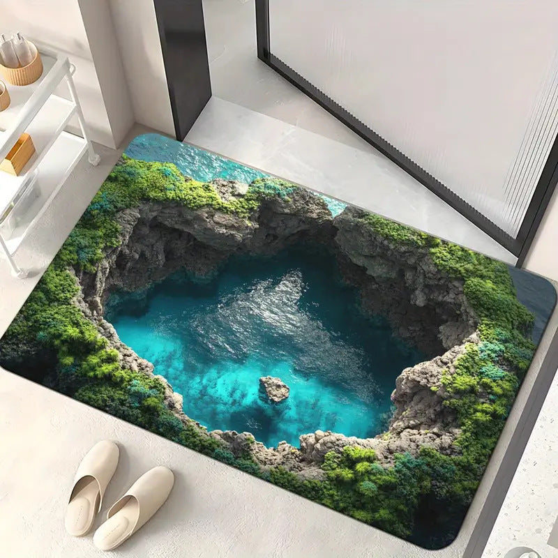 KFX-5244733 Visual 3D Effect Non-slip Absorbent Bathroom Mat in Various Designs and Sizes