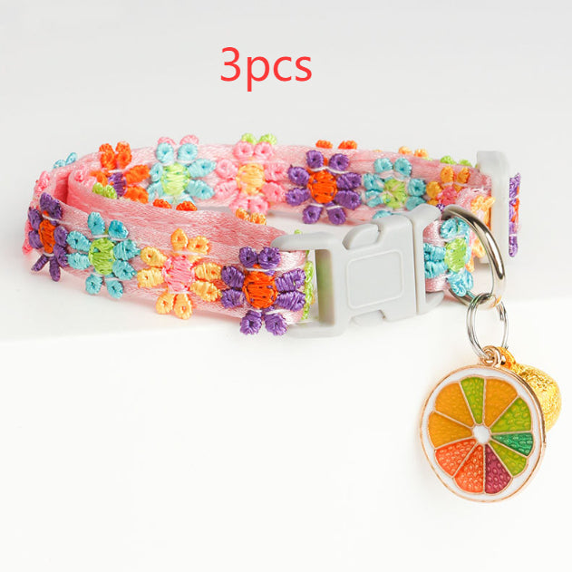 KFX-5245885 Lace Embroidery Trim Pet Collar for Cats in Floral Patterns
