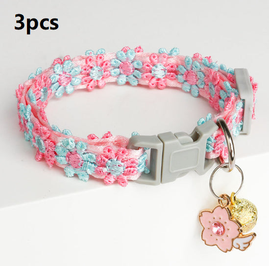 KFX-5245885 Lace Embroidery Trim Pet Collar for Cats in Floral Patterns