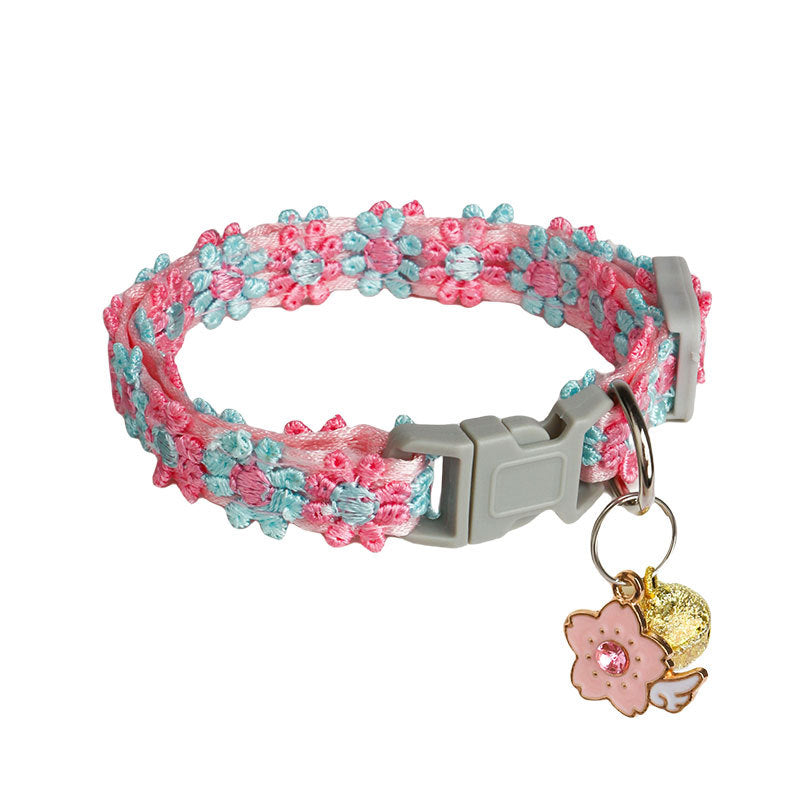 KFX-5245885 Lace Embroidery Trim Pet Collar for Cats in Floral Patterns