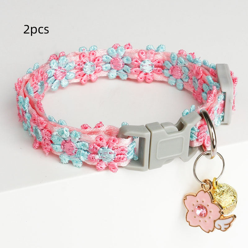 KFX-5245885 Lace Embroidery Trim Pet Collar for Cats in Floral Patterns