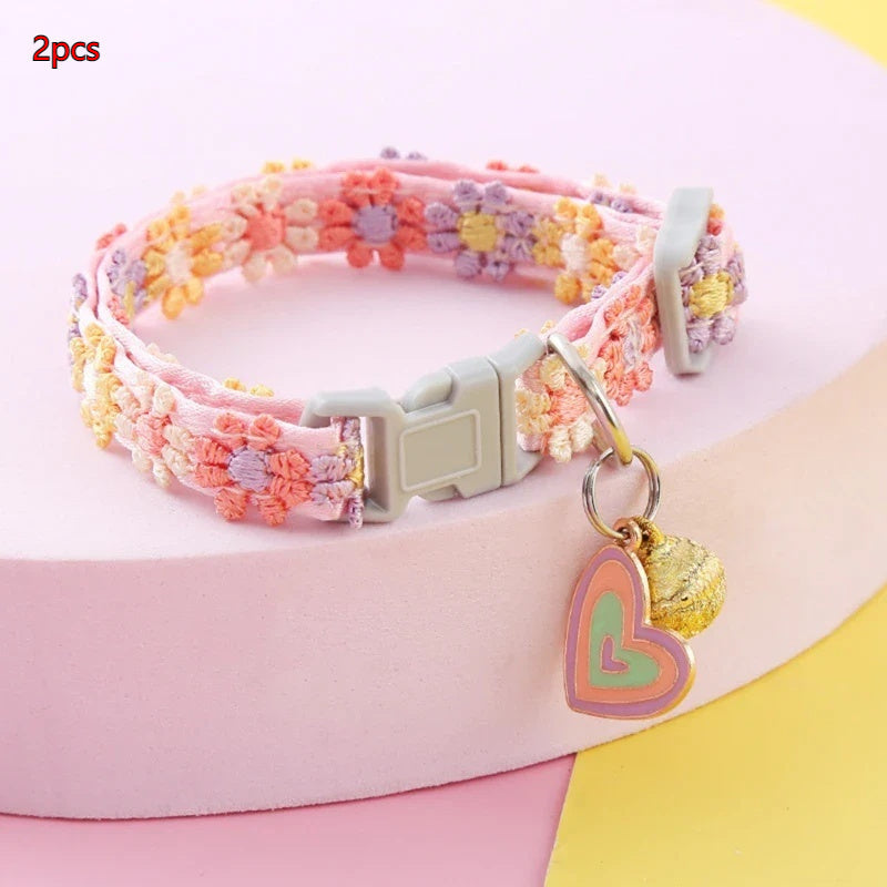 KFX-5245885 Lace Embroidery Trim Pet Collar for Cats in Floral Patterns