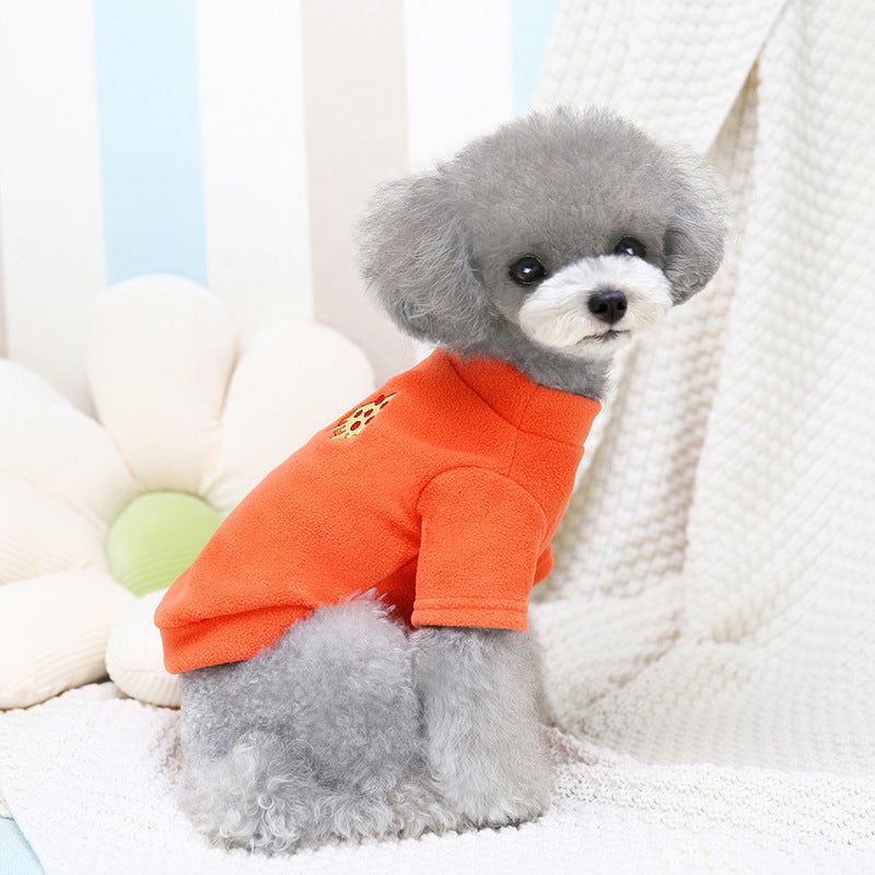 KFX-5246269 Cozy Medium-Sized Dog Fleece Sweatshirt in Orange, White, or Dark Brown