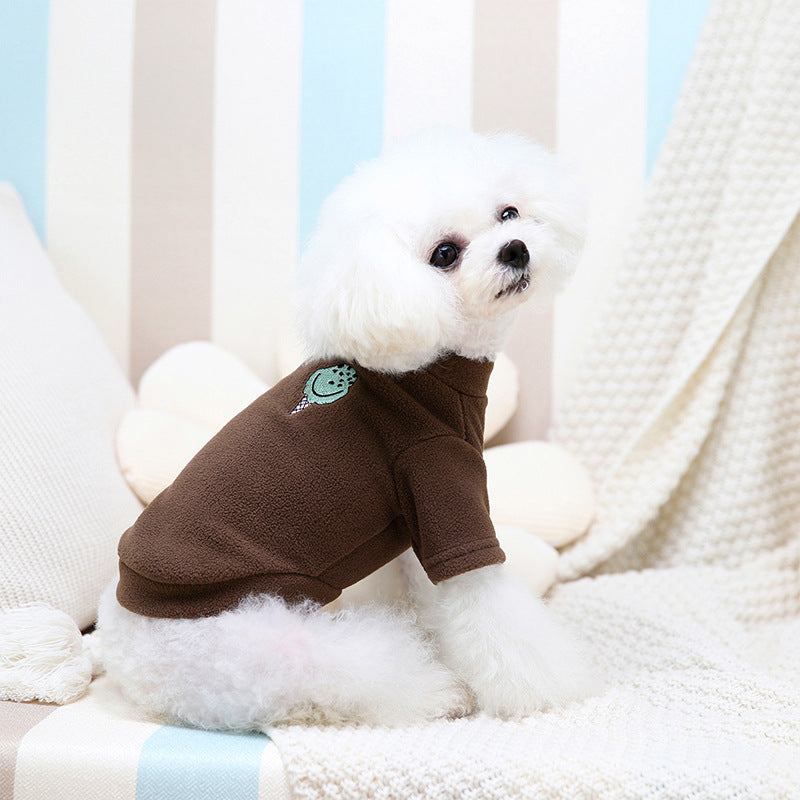 KFX-5246269 Cozy Medium-Sized Dog Fleece Sweatshirt in Orange, White, or Dark Brown