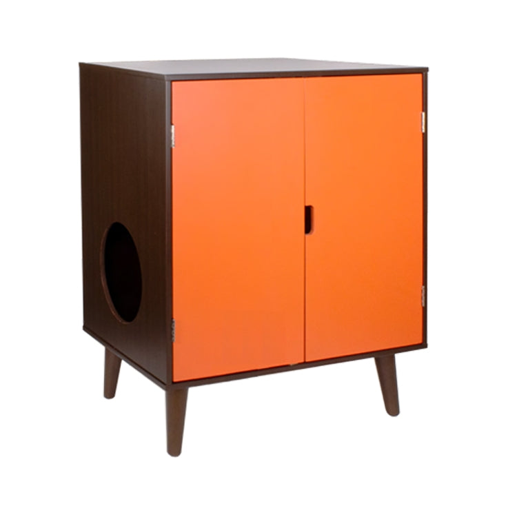 KFX-5247549 Cat Nest Cupboard in White, Orange, Red, Milky White, and Log Color+White Wood Finish