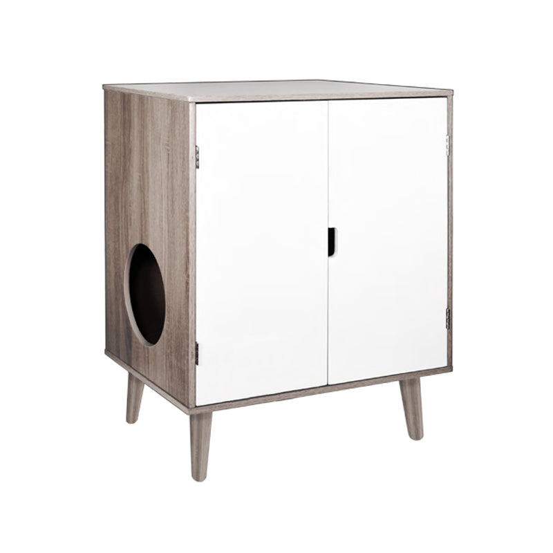 KFX-5247549 Cat Nest Cupboard in White, Orange, Red, Milky White, and Log Color+White Wood Finish
