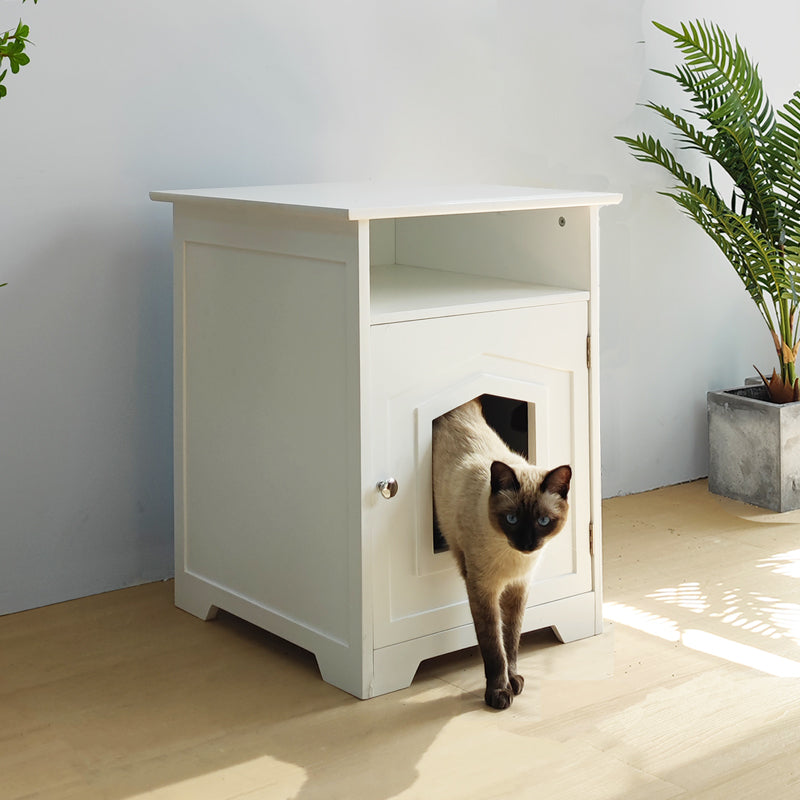 KFX-5247549 Cat Nest Cupboard in White, Orange, Red, Milky White, and Log Color+White Wood Finish