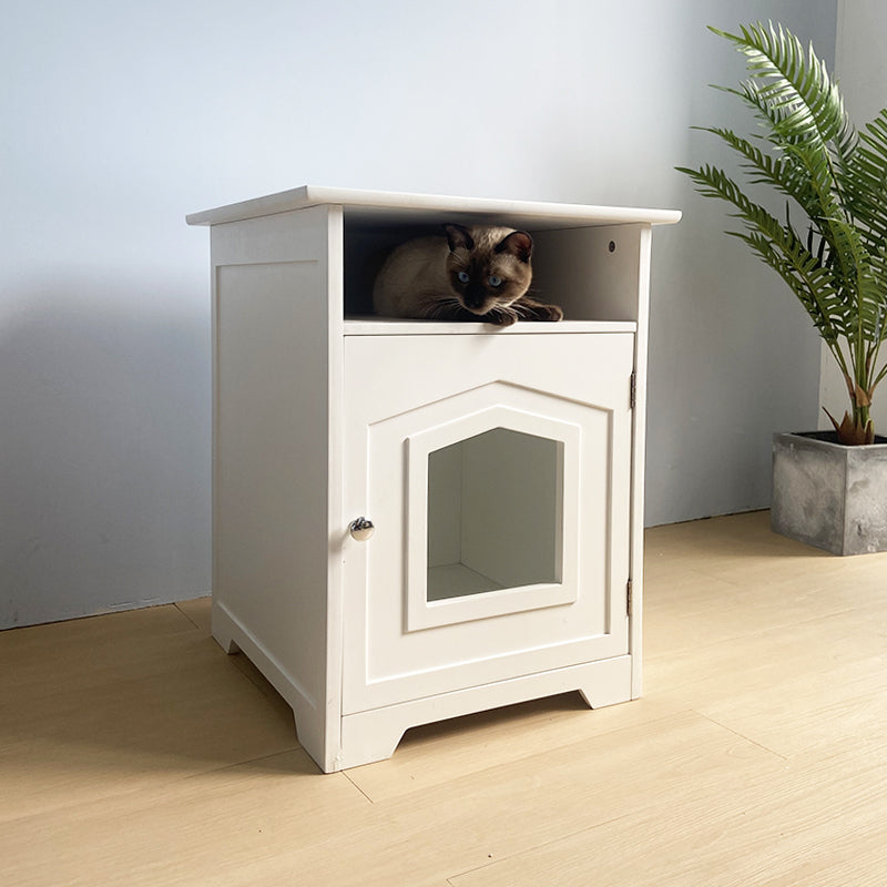 KFX-5247549 Cat Nest Cupboard in White, Orange, Red, Milky White, and Log Color+White Wood Finish