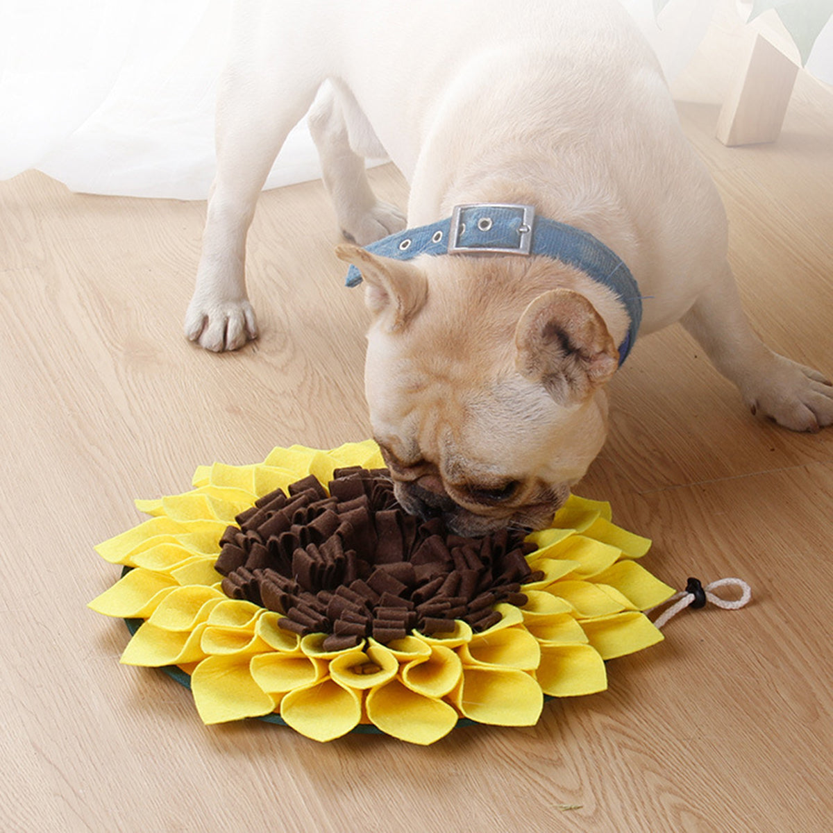 KFX-5248701 Pet-Friendly Bite Resistant Slow Feed Toy - Sunflower Design, Cloth Material, One Size