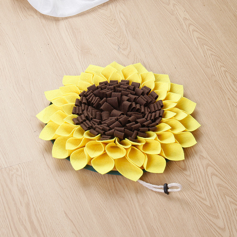 KFX-5248701 Pet-Friendly Bite Resistant Slow Feed Toy - Sunflower Design, Cloth Material, One Size
