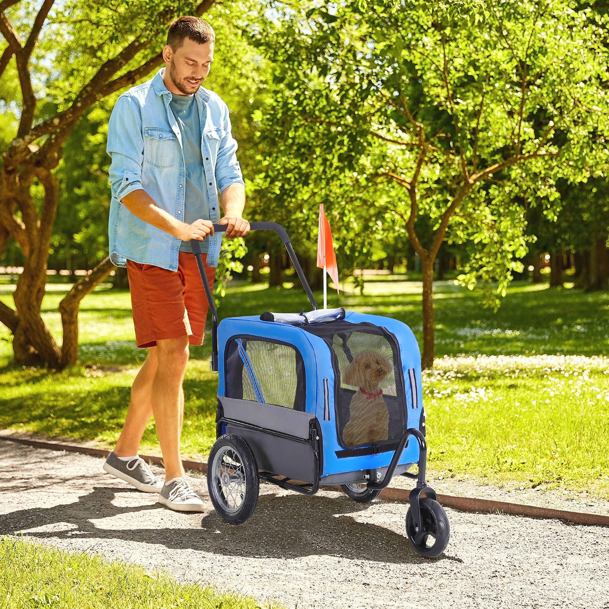 KFX-5249341 Compact Pet Bike Trailer for Medium Dogs with Weather Shield and Multiple Entrances