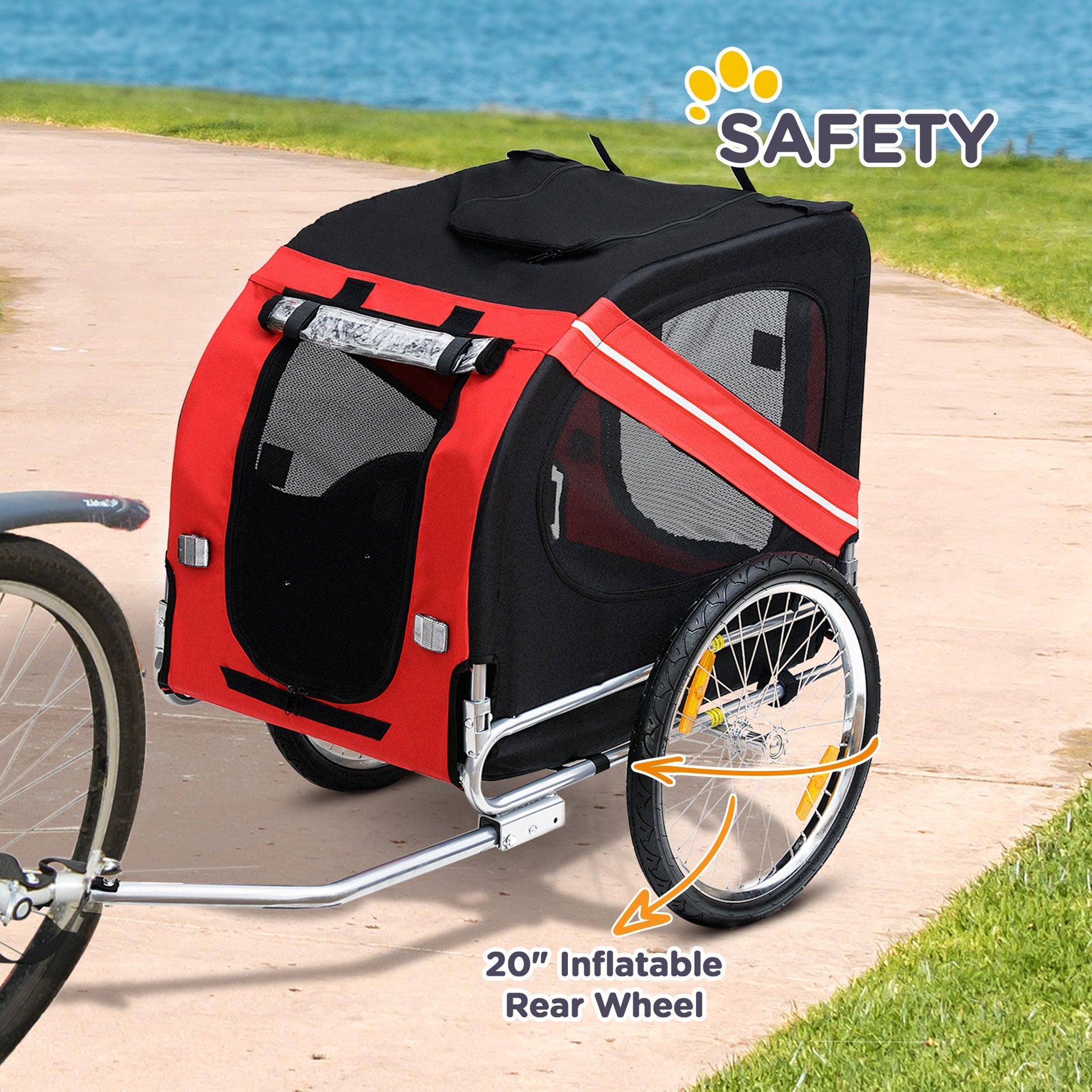 KFX-5249341 Compact Pet Bike Trailer for Medium Dogs with Weather Shield and Multiple Entrances