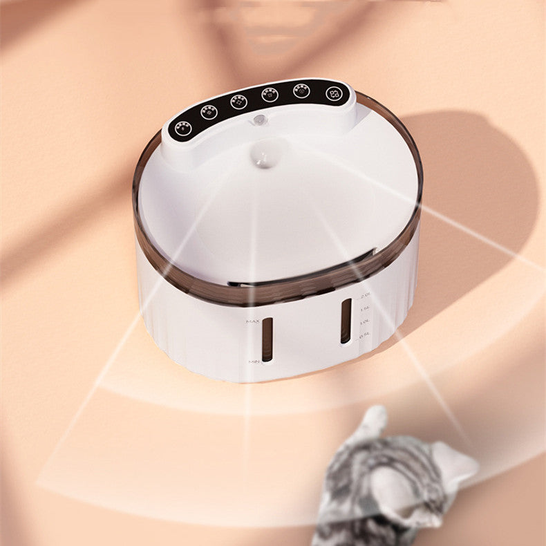 KFX-5249725 Automatic Pet Water Dispenser with 2L Capacity for Dogs and Cats, Low Noise Operation, Rechargeable Battery