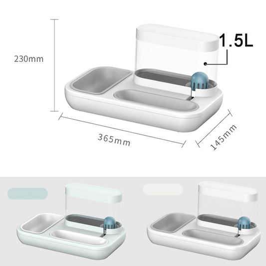 KFX-5249853 Automatic Cat Feeder and Water Dispenser with Double Bowl Design, 1500ml Capacity, Snow Mountain White and Starry Blue