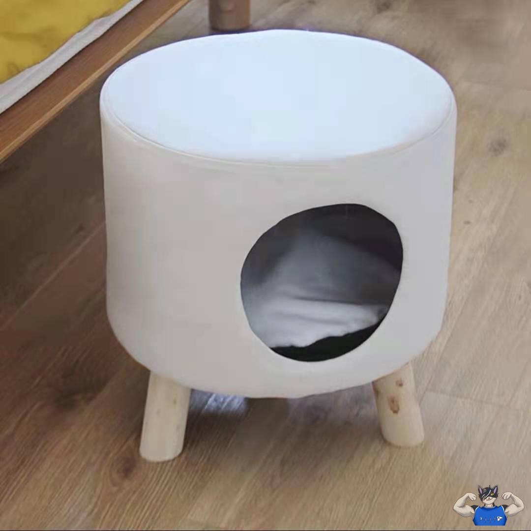 KFX-5250493 Dual-Use Cat Nest Bench in Gray and Milky White for Cats Under 16 Jin