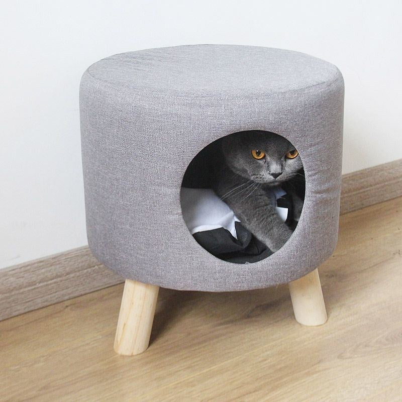 KFX-5250493 Dual-Use Cat Nest Bench in Gray and Milky White for Cats Under 16 Jin