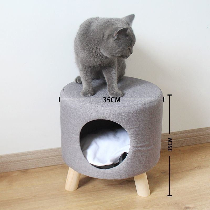 KFX-5250493 Dual-Use Cat Nest Bench in Gray and Milky White for Cats Under 16 Jin
