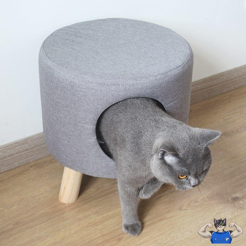 KFX-5250493 Dual-Use Cat Nest Bench in Gray and Milky White for Cats Under 16 Jin