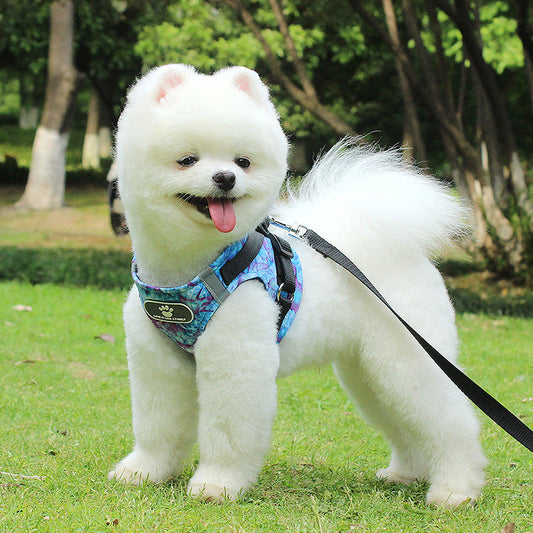 KFX-5252925 Pure Cotton Dog Vest Chest Strap in Blue, Green, and Yellow Ocean Colors