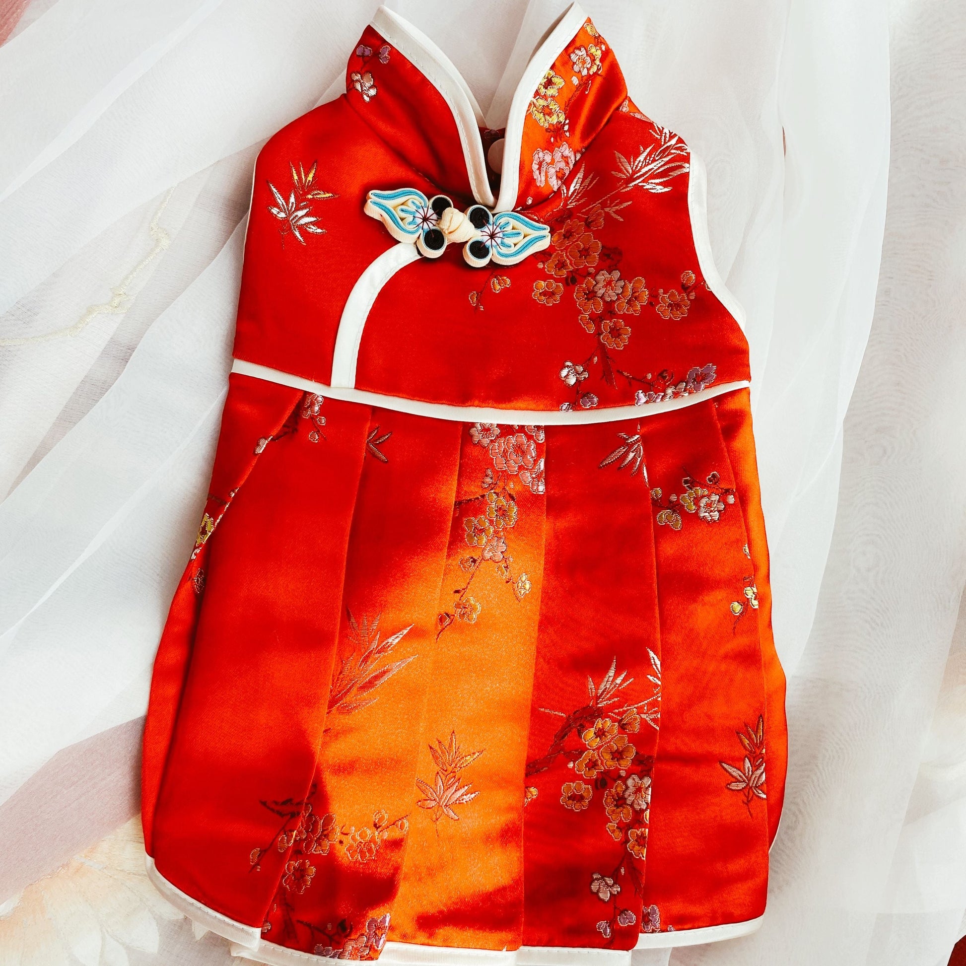 KFX-5254205 Red and Blue Cheongsam Style Pet Clothes for Dogs - Traditional Chinese Design