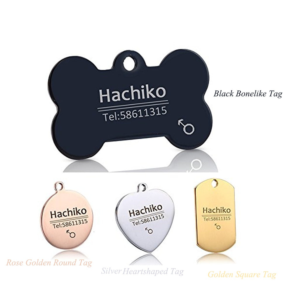 KFX-5255485 Personalized Engraved Stainless Steel Pet ID Tag - Customizable Shape and Size Options