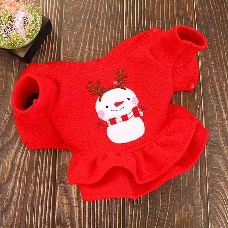 KFX-5257789 Red Christmas Princess Skirt for Dogs - Cotton Winter Apparel, Sizes XS to XL