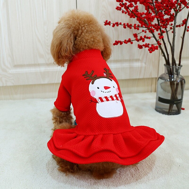 KFX-5257789 Red Christmas Princess Skirt for Dogs - Cotton Winter Apparel, Sizes XS to XL