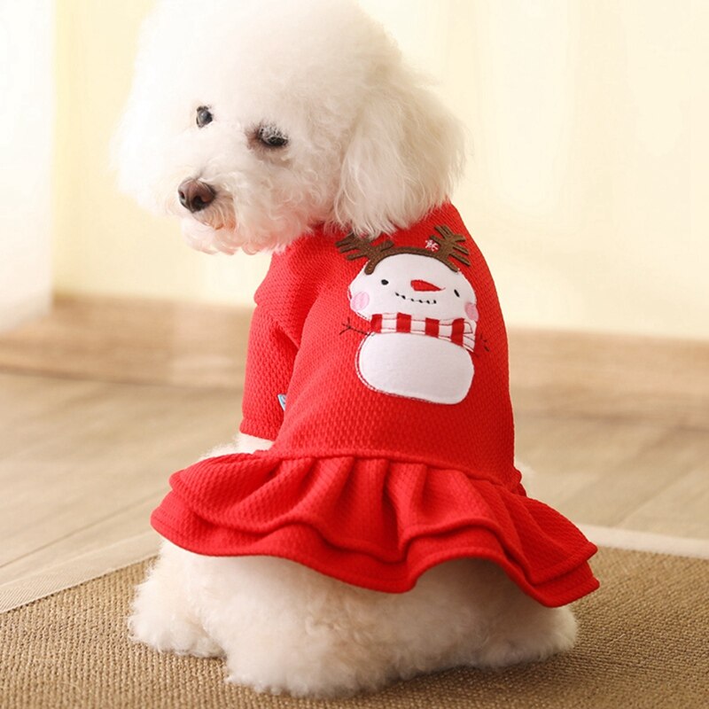 KFX-5257789 Red Christmas Princess Skirt for Dogs - Cotton Winter Apparel, Sizes XS to XL