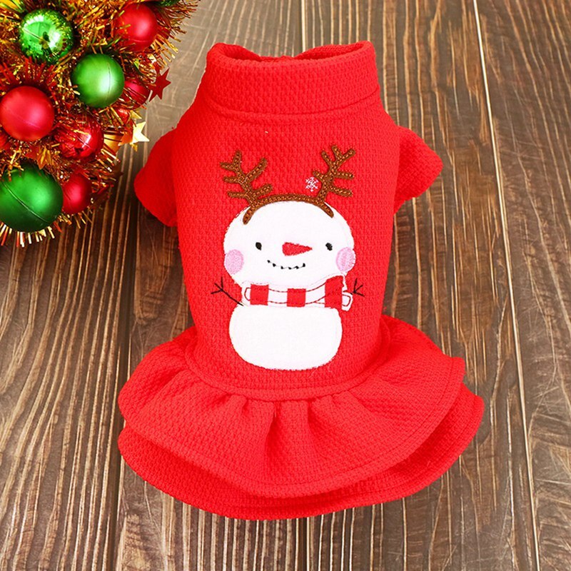 KFX-5257789 Red Christmas Princess Skirt for Dogs - Cotton Winter Apparel, Sizes XS to XL