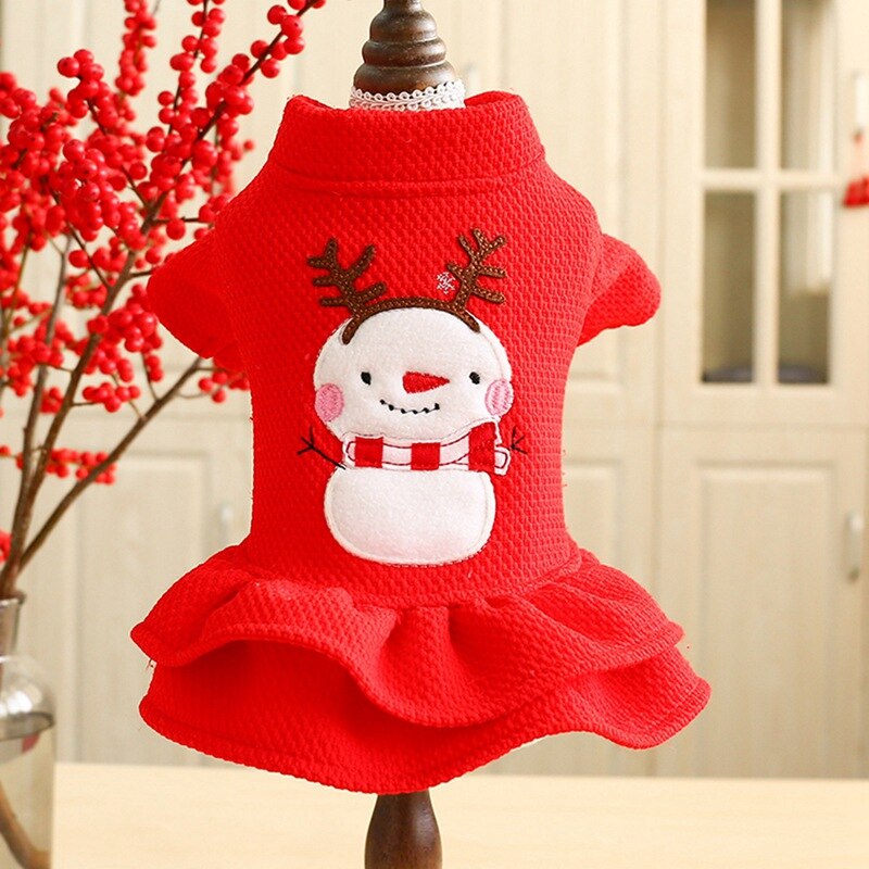 KFX-5257789 Red Christmas Princess Skirt for Dogs - Cotton Winter Apparel, Sizes XS to XL