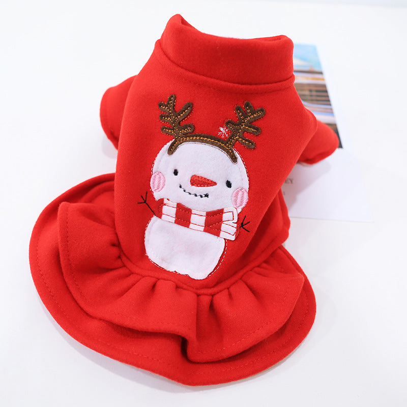 KFX-5257789 Red Christmas Princess Skirt for Dogs - Cotton Winter Apparel, Sizes XS to XL