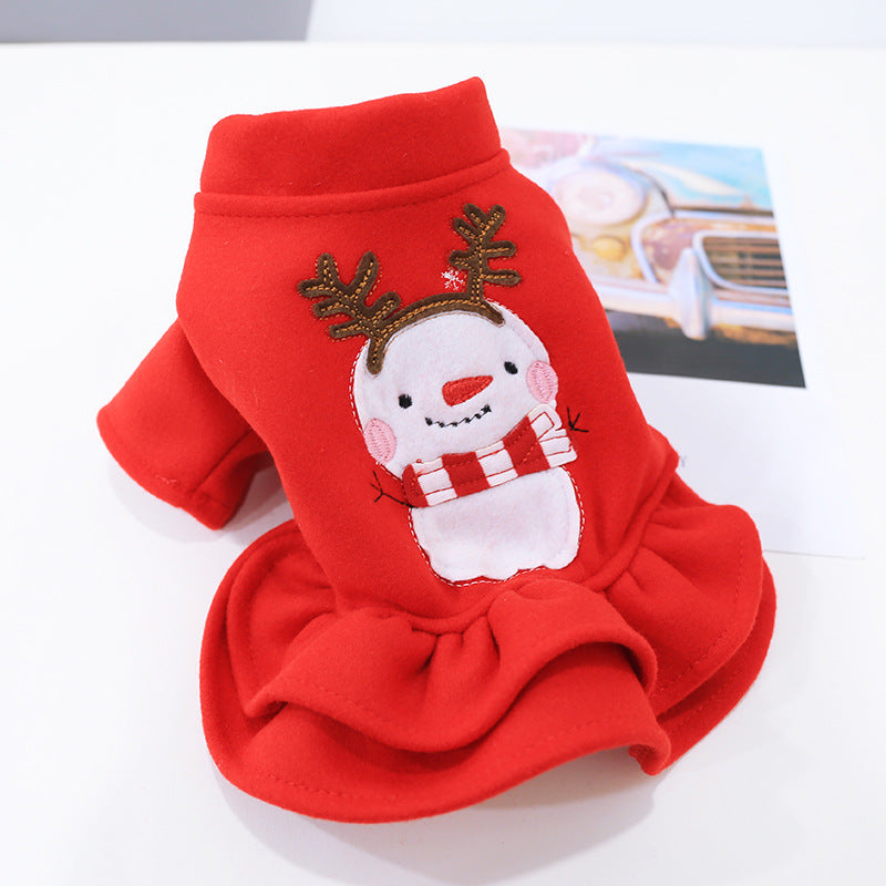 KFX-5257789 Red Christmas Princess Skirt for Dogs - Cotton Winter Apparel, Sizes XS to XL