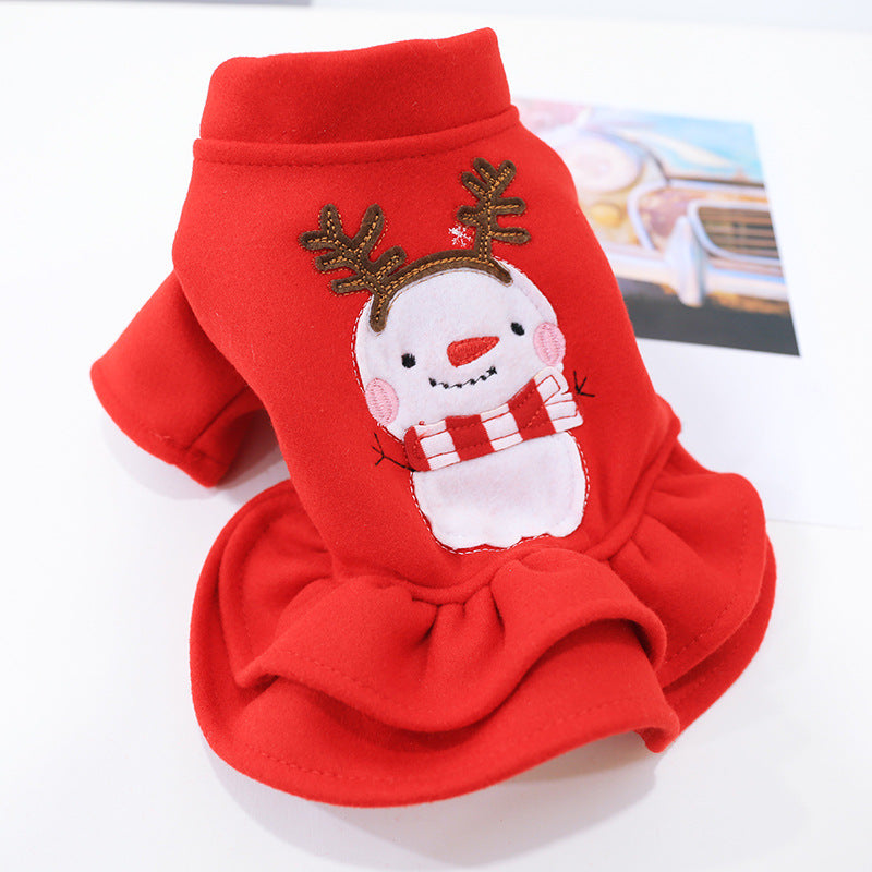 KFX-5257789 Red Christmas Princess Skirt for Dogs - Cotton Winter Apparel, Sizes XS to XL