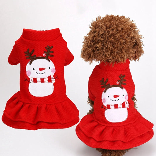 KFX-5257789 Red Christmas Princess Skirt for Dogs - Cotton Winter Apparel, Sizes XS to XL