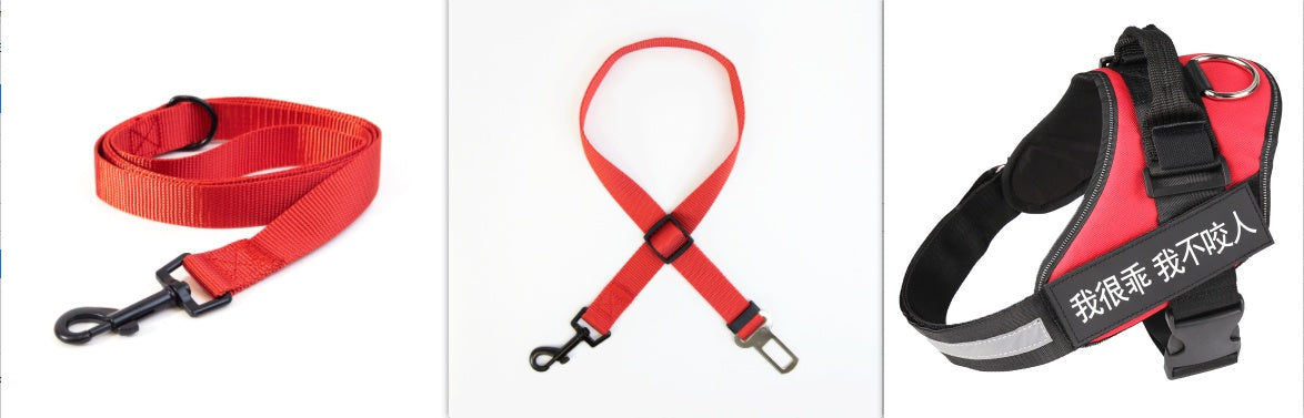 KFX-5258685 Durable Nylon Dog Leash with Reflective Design and Stainless Steel Ring