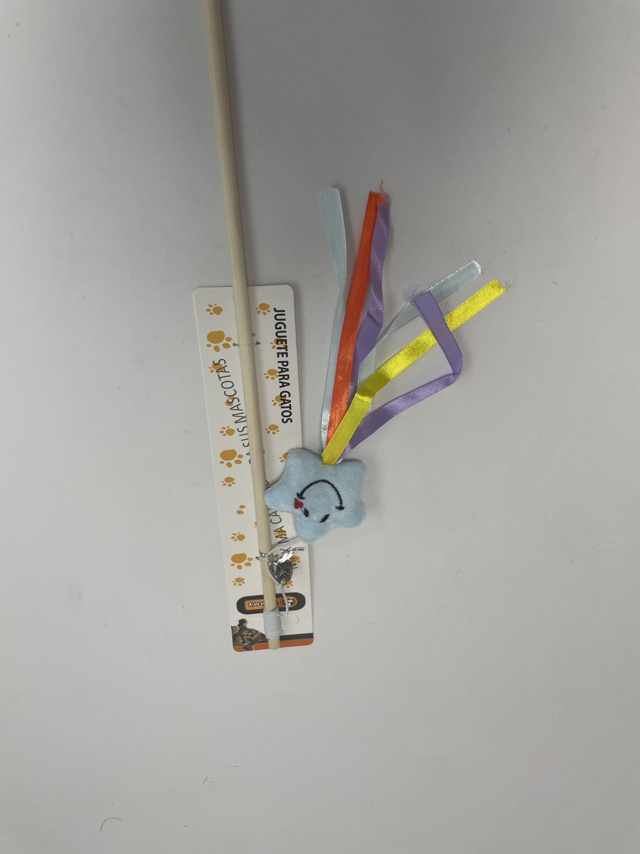 KFX-5260221 Cat Teaser with Wooden Pole and Doll Ribbon for Playtime Fun