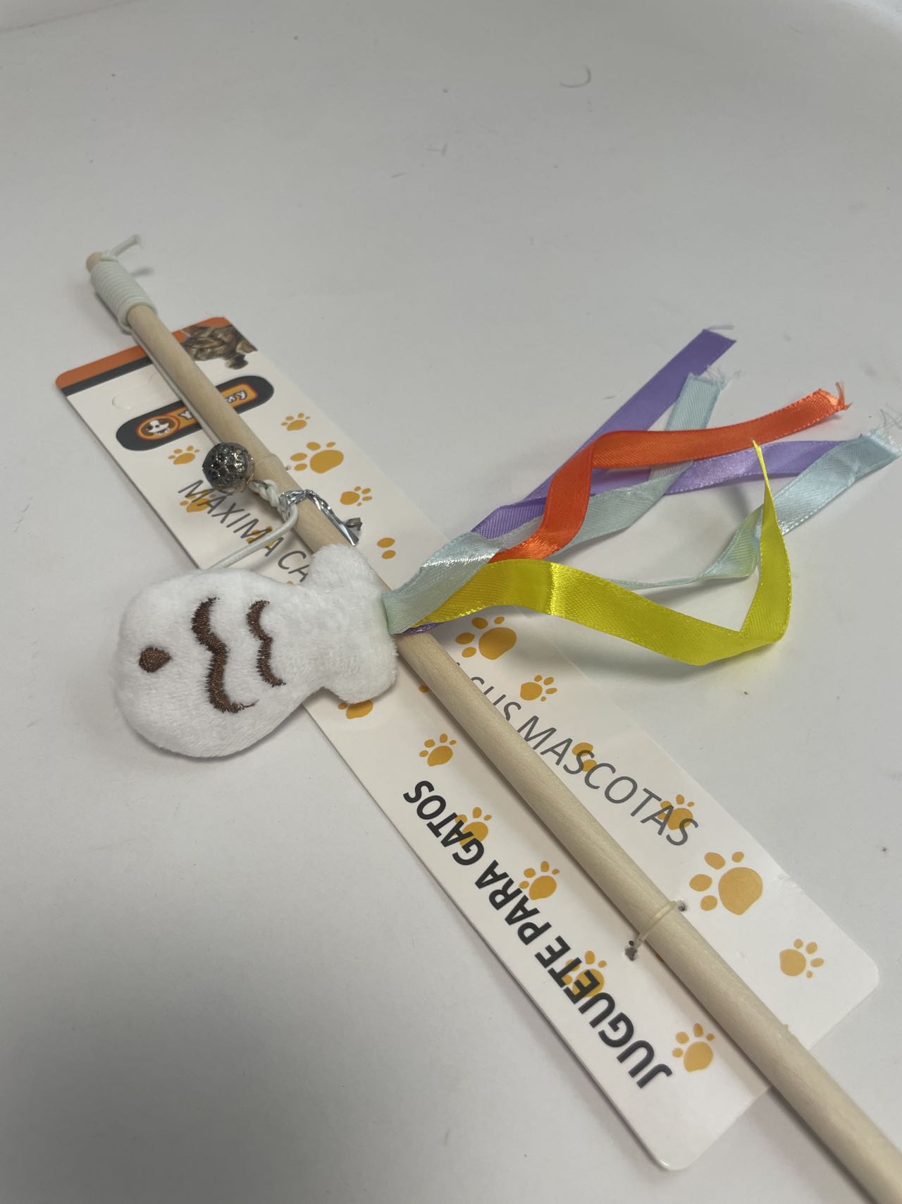 KFX-5260221 Cat Teaser with Wooden Pole and Doll Ribbon for Playtime Fun
