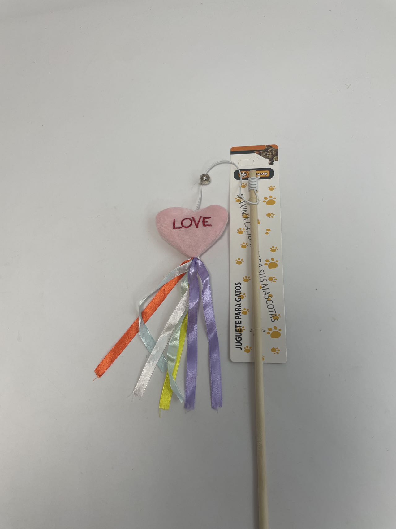 KFX-5260221 Cat Teaser with Wooden Pole and Doll Ribbon for Playtime Fun