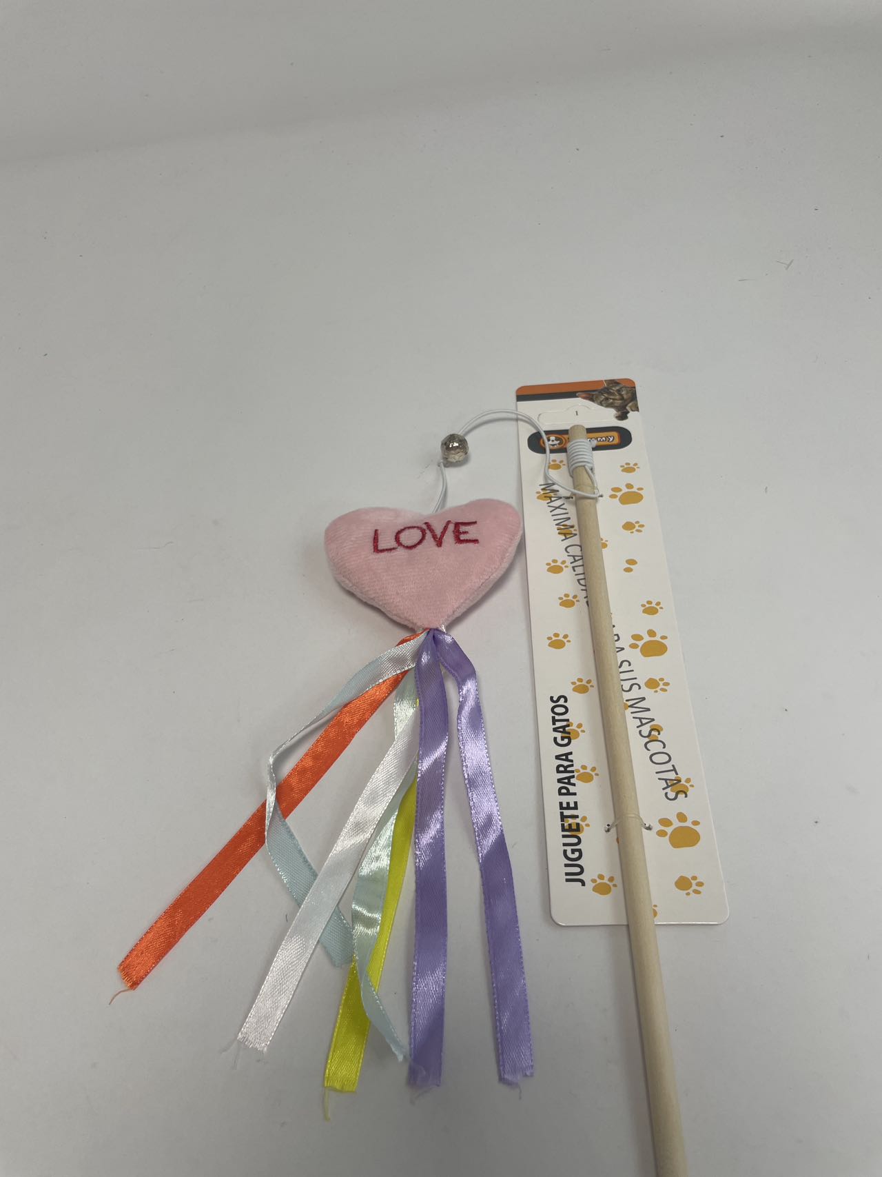 KFX-5260221 Cat Teaser with Wooden Pole and Doll Ribbon for Playtime Fun