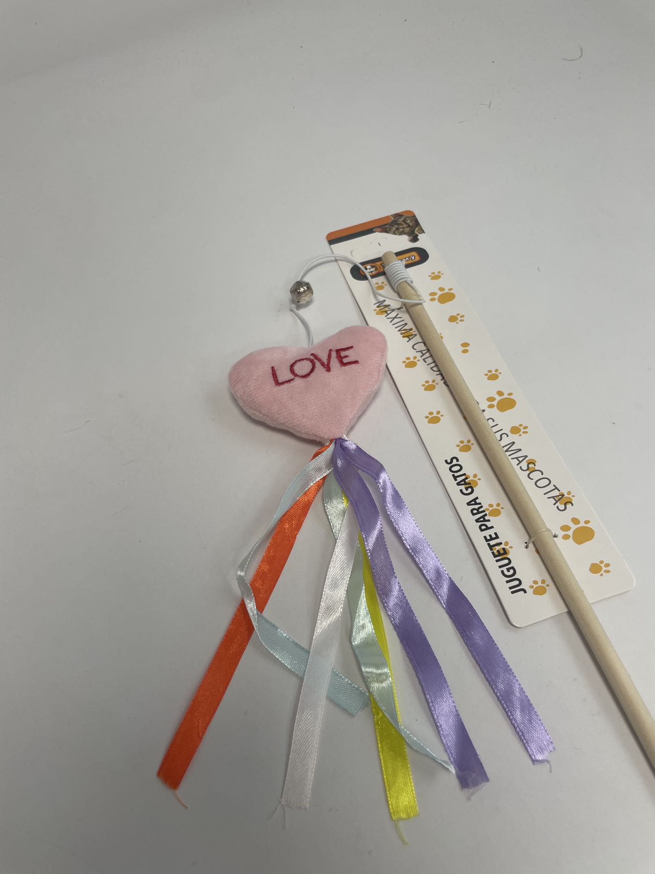 KFX-5260221 Cat Teaser with Wooden Pole and Doll Ribbon for Playtime Fun