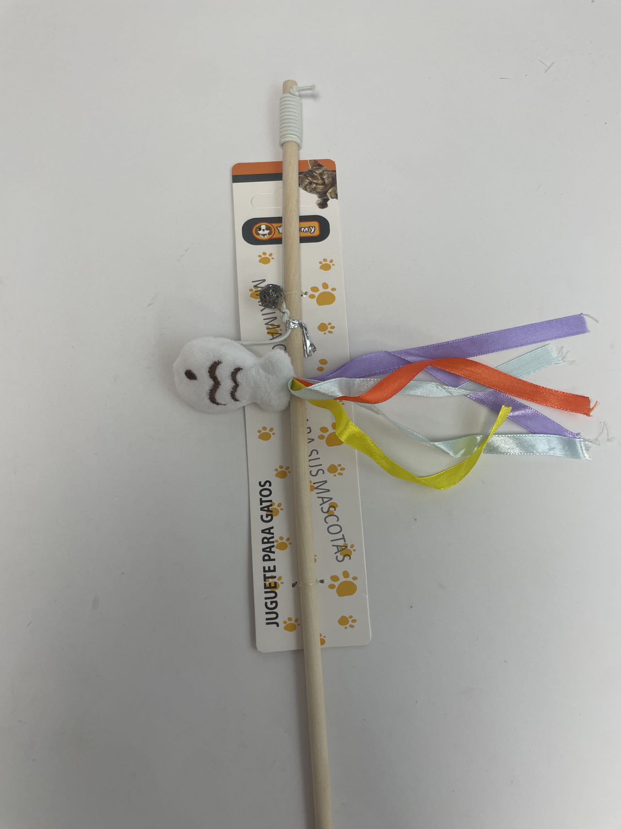 KFX-5260221 Cat Teaser with Wooden Pole and Doll Ribbon for Playtime Fun