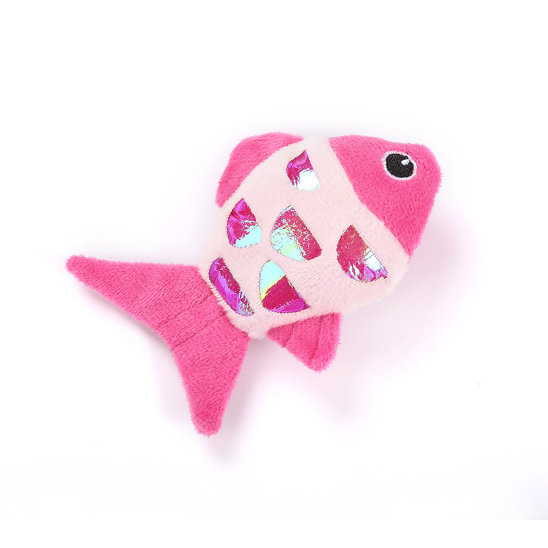KFX-5262653 Interactive Cat Fish Toys with Crinkle Paper and Catnip - Soft Plush for Chewing and Dental Health