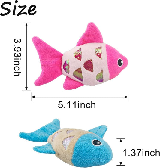 KFX-5262653 Interactive Cat Fish Toys with Crinkle Paper and Catnip - Soft Plush for Chewing and Dental Health