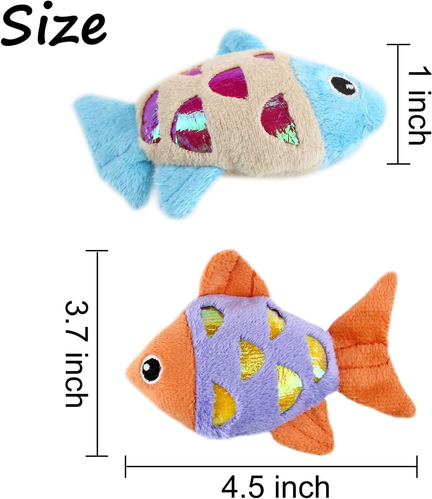 KFX-5262653 Interactive Cat Fish Toys with Crinkle Paper and Catnip - Soft Plush for Chewing and Dental Health